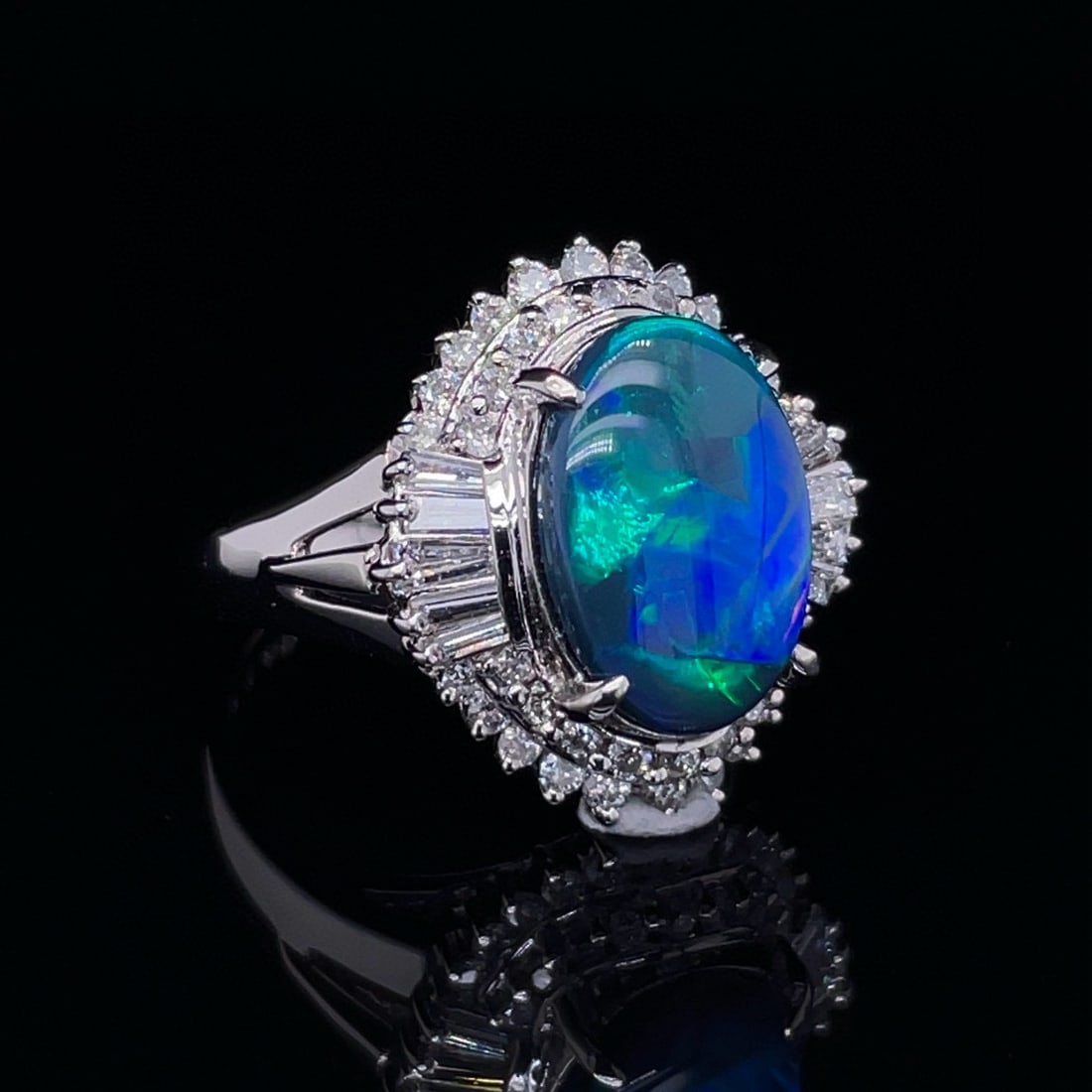 14k Gold 3.52 Ctw Natural Opal & Diamond Ring - 2