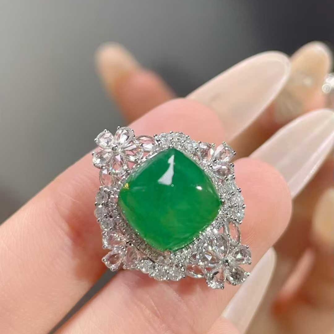 14k Gold 7.10 Ctw Vivid Green Natural Emerald & Diamond Ring/pendant( Without Chain ) - 6