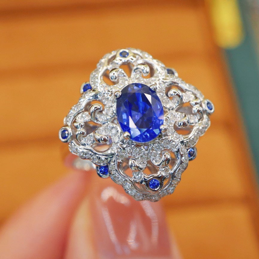 14k Gold 1.40 Ctw Natural Sapphire & Diamond Ring - 2