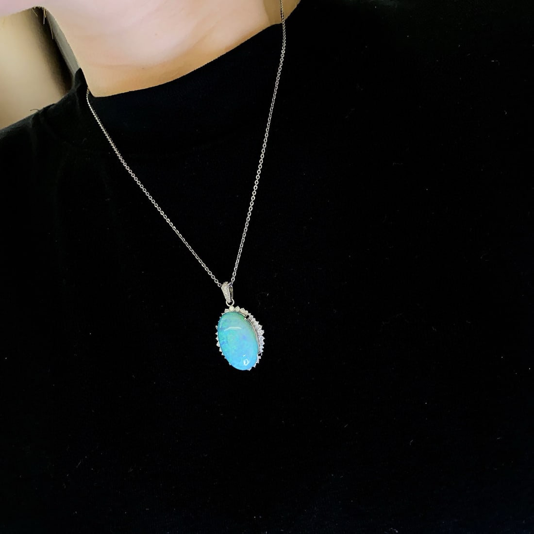 14k Gold 19.81 Ctw Natural Opal & Diamond Pendant( Without Chain ) - 2