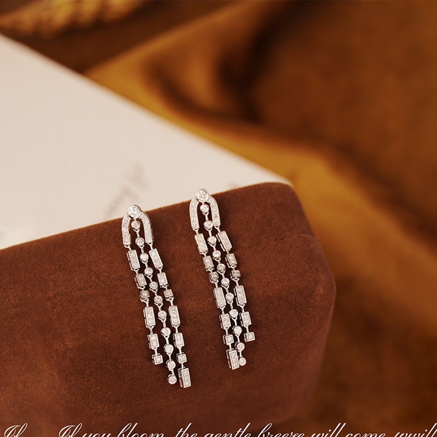 14k Gold 0.6 Ct Natural H Diamond Earrings - 4