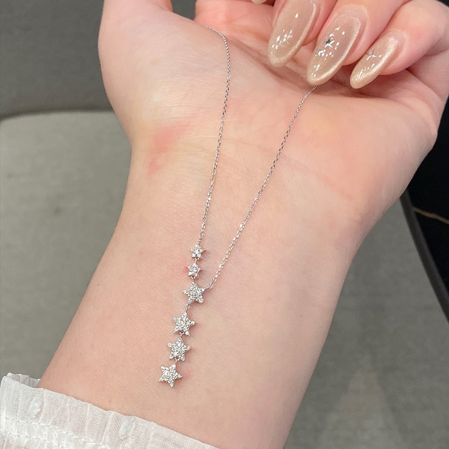 14k Gold 0.2 Ct Natural H Diamond Necklace - 7