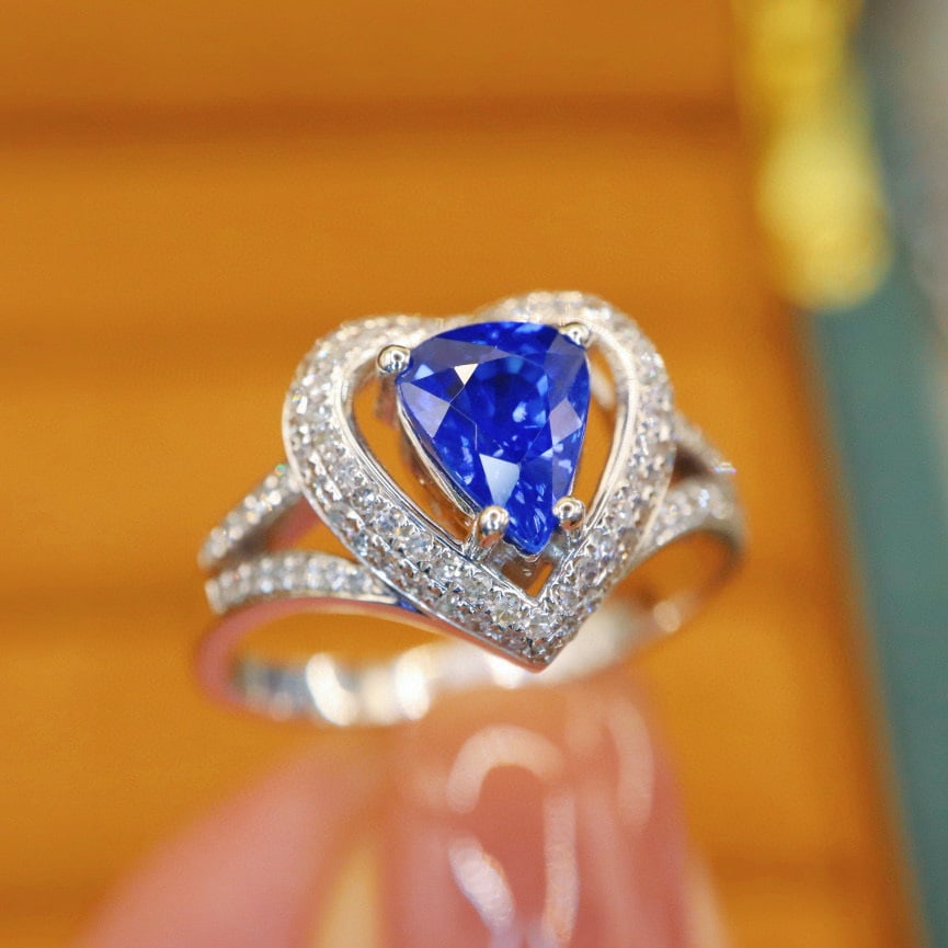 14k Gold 1.67 Ctw Natural Sapphire & Diamond Ring - 3