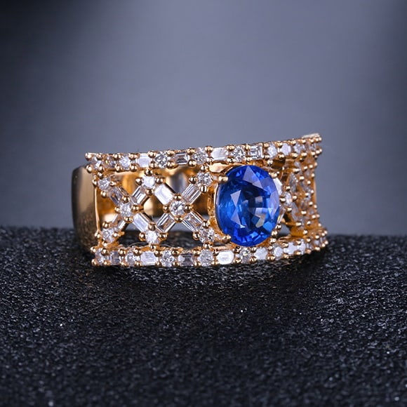 14k Gold 1.53 Ctw Natural Sapphire & Diamond Ring - 2