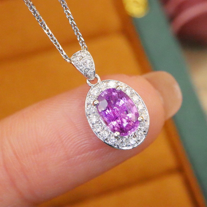 14k Gold 1.36 Ctw Natural Sapphire & Diamond Pendant( Without Chain ) - 2
