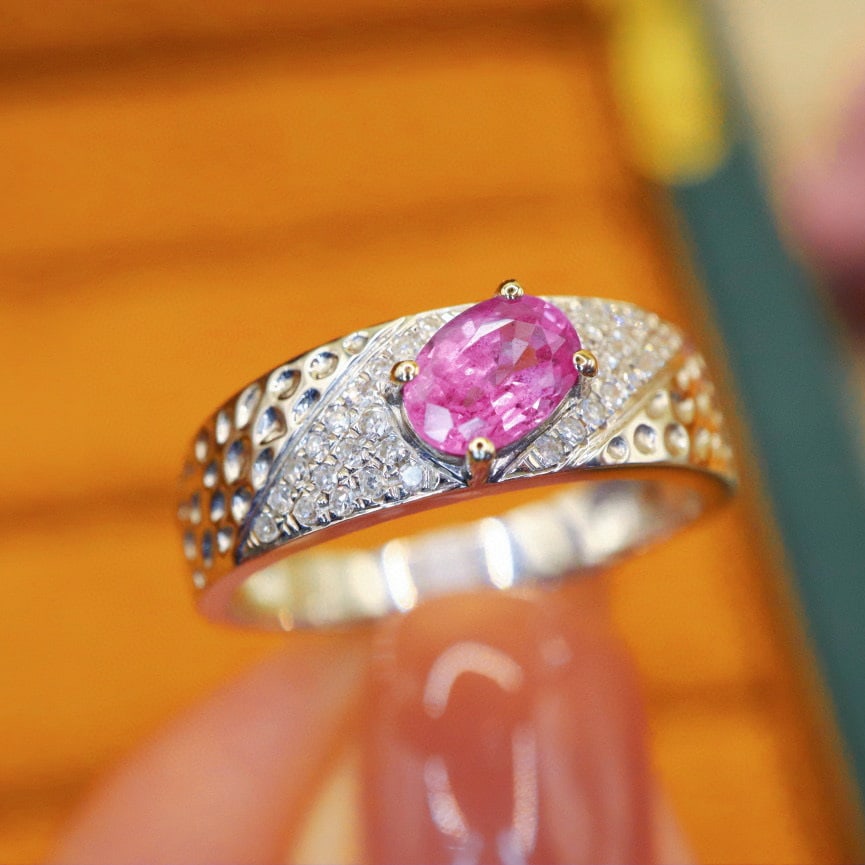 14k Gold 0.85 Ctw Natural Sapphire & Diamond Ring - 2