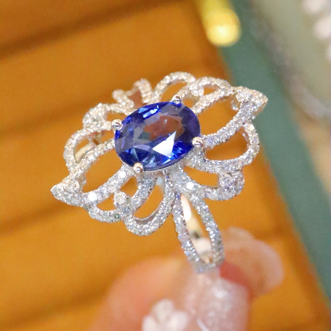 14k Gold 1.64 Ctw Natural Sapphire & Diamond Ring - 3