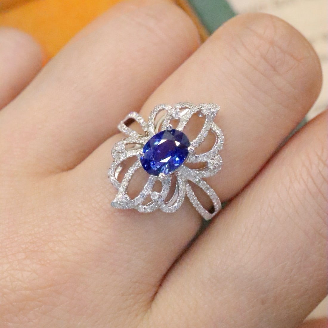 14k Gold 1.64 Ctw Natural Sapphire & Diamond Ring - 5