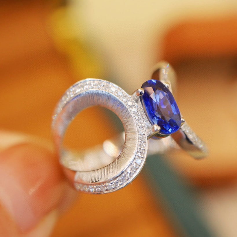 14k Gold 1.37 Ctw Natural Sapphire & Diamond Ring - 2