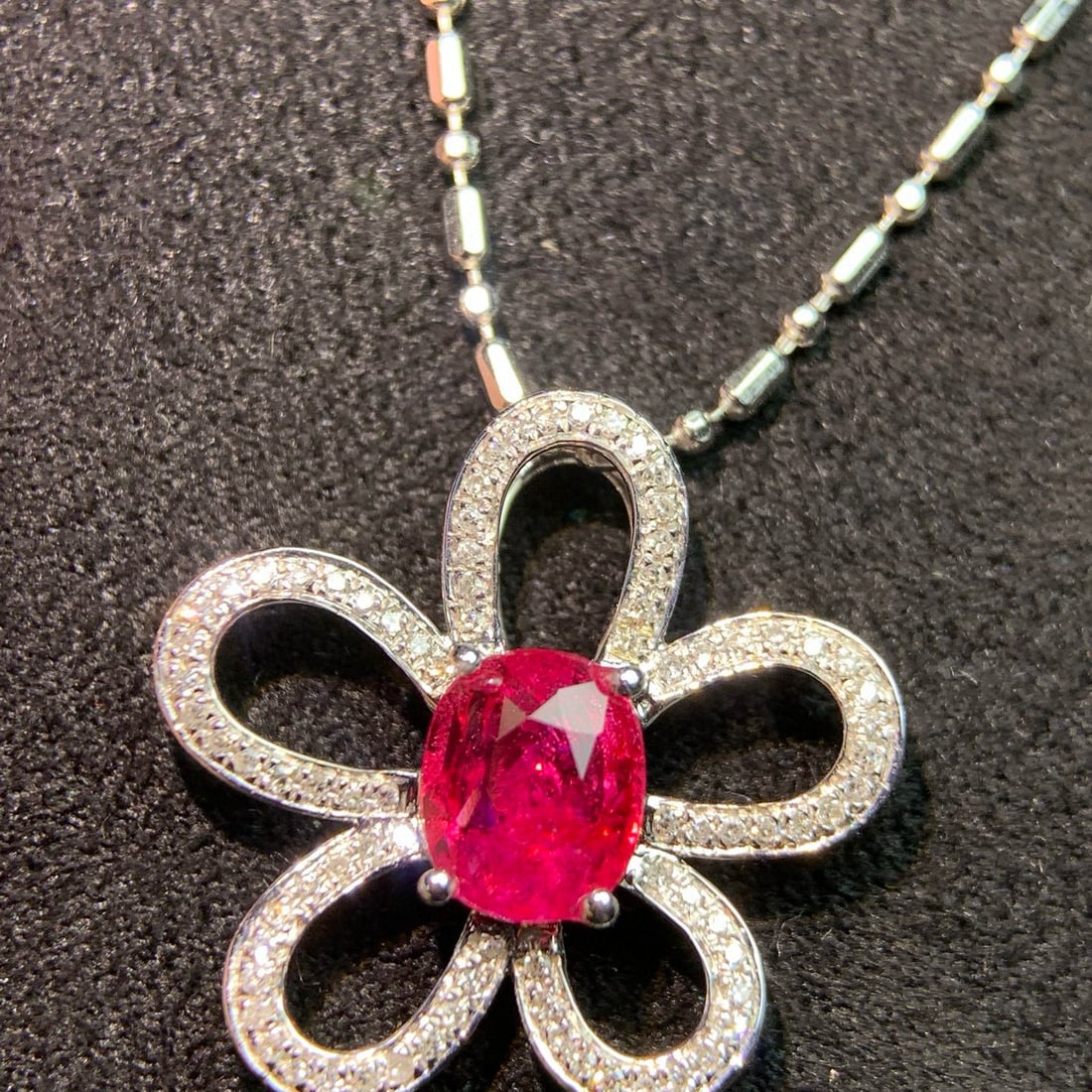 14k Gold 1.10 Ct Natural Ruby & Diamond Pendant( Without Chain ) - 2