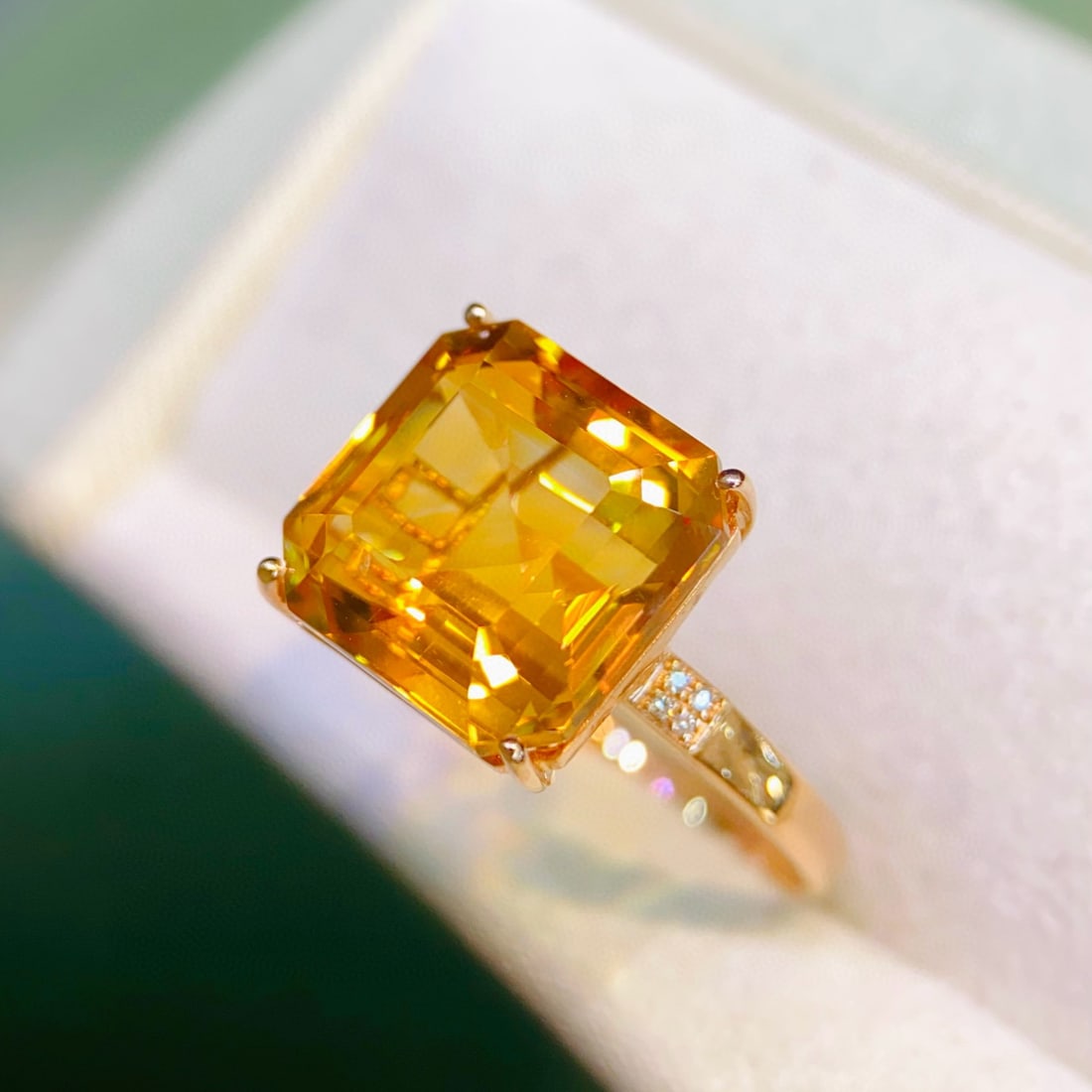 14k Gold 8.47 Ctw Natural Citrine & Diamond Ring - 2