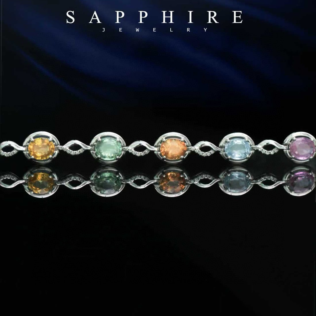 14k Gold 4.94 Ctw Natural Sapphire & Diamond Bracelet - 2