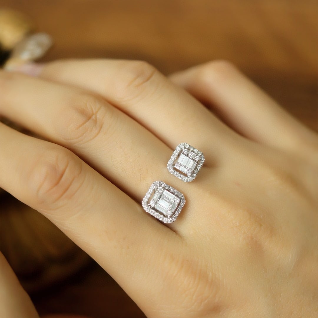 14k Gold 0.70 Ct Natural H Diamond Ring - 4