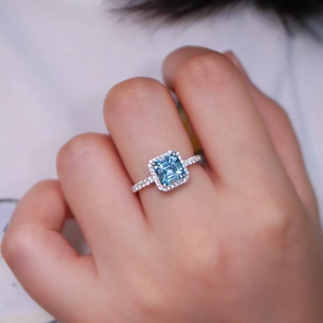 14k Gold 1.59 Ctw Natural Aquamarine & Diamond Ring - 2