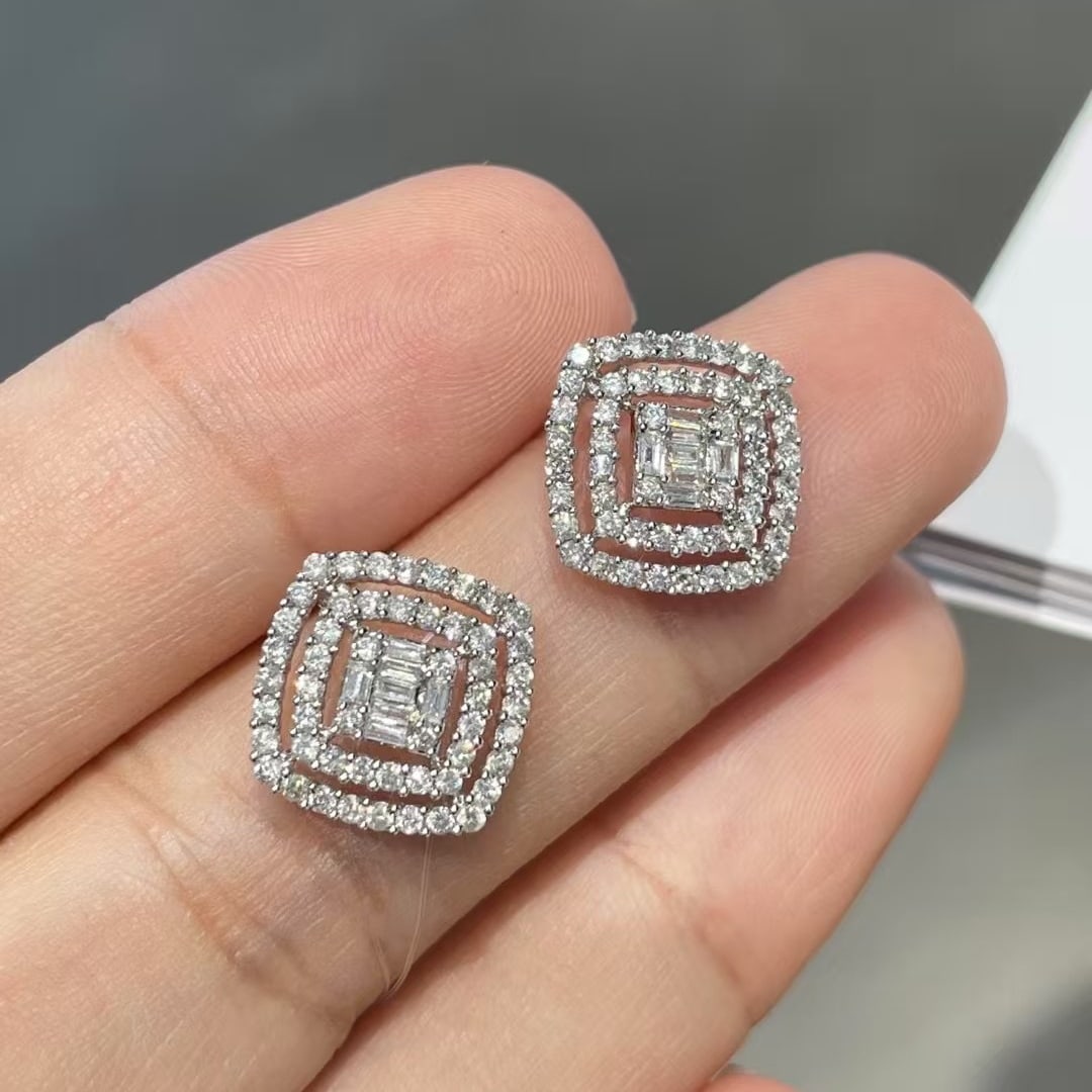 14k Gold 0.72 Ct Natural H Diamond Earrings - 2