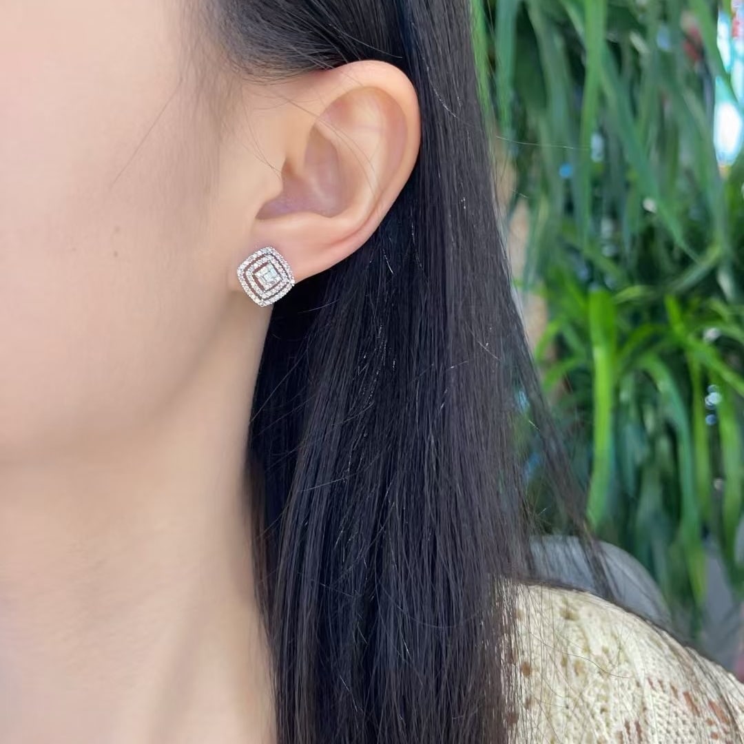14k Gold 0.72 Ct Natural H Diamond Earrings - 5