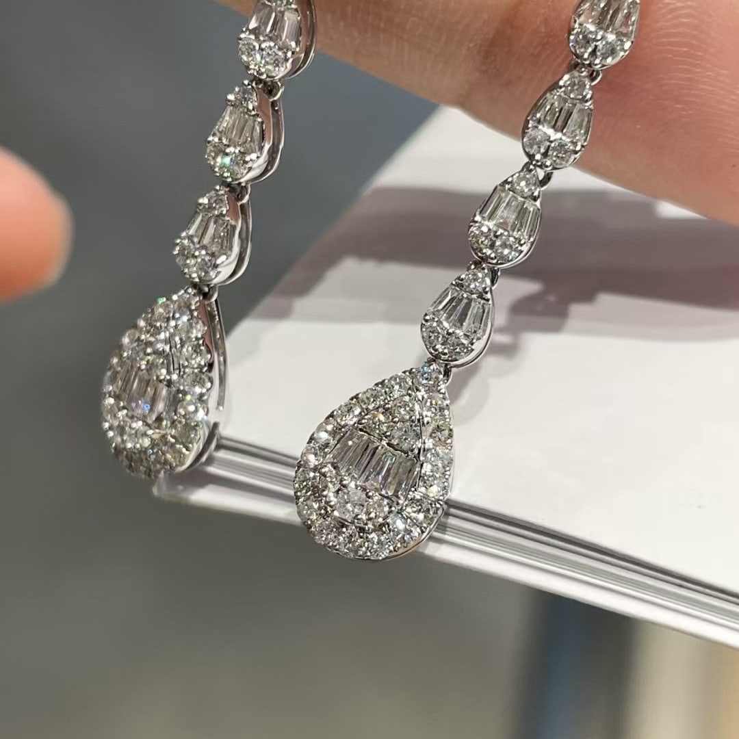 14k Gold 0.80 Ct Natural H Diamond Earrings - 4