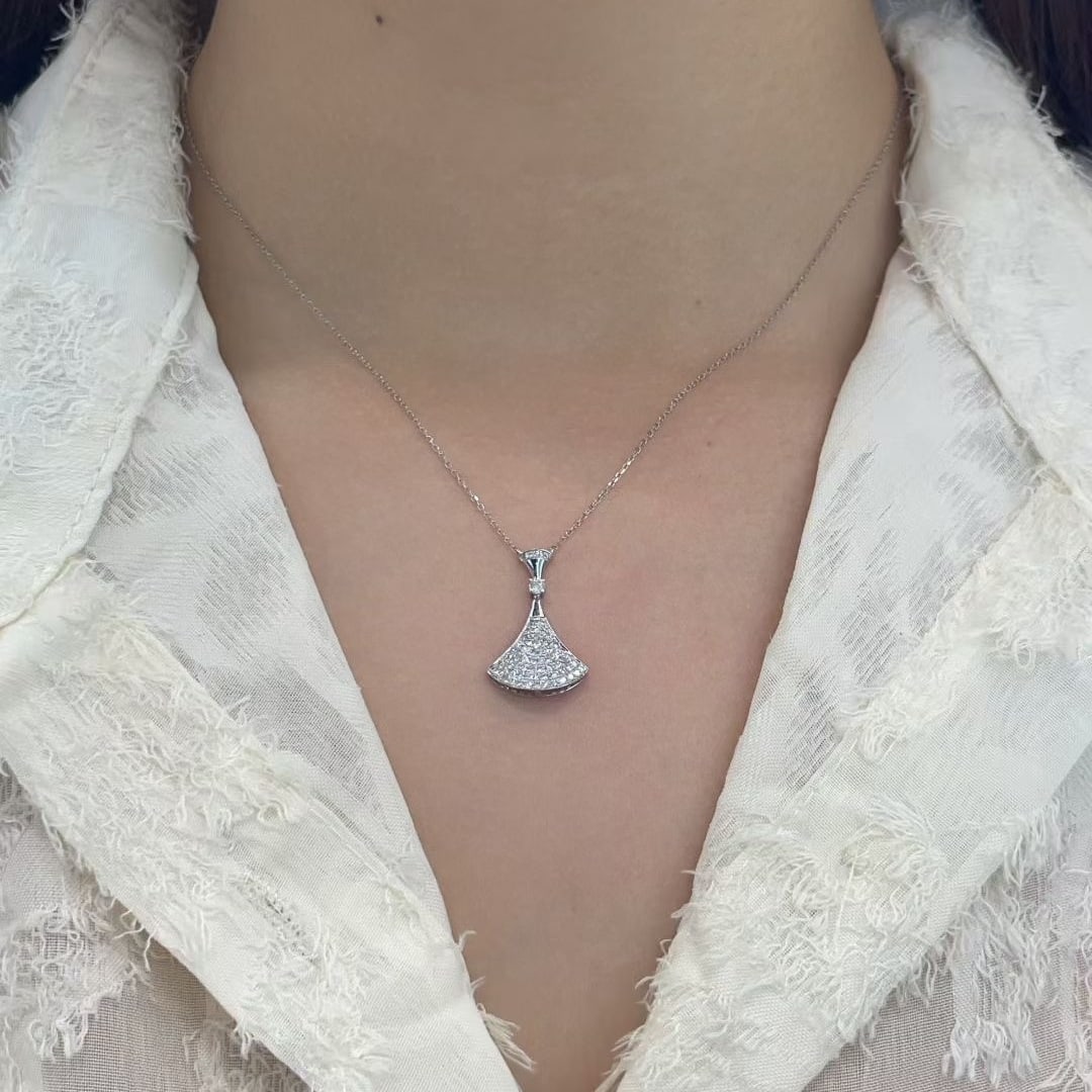 14k Gold 0.46 Ct Natural H Diamond Necklace - 2