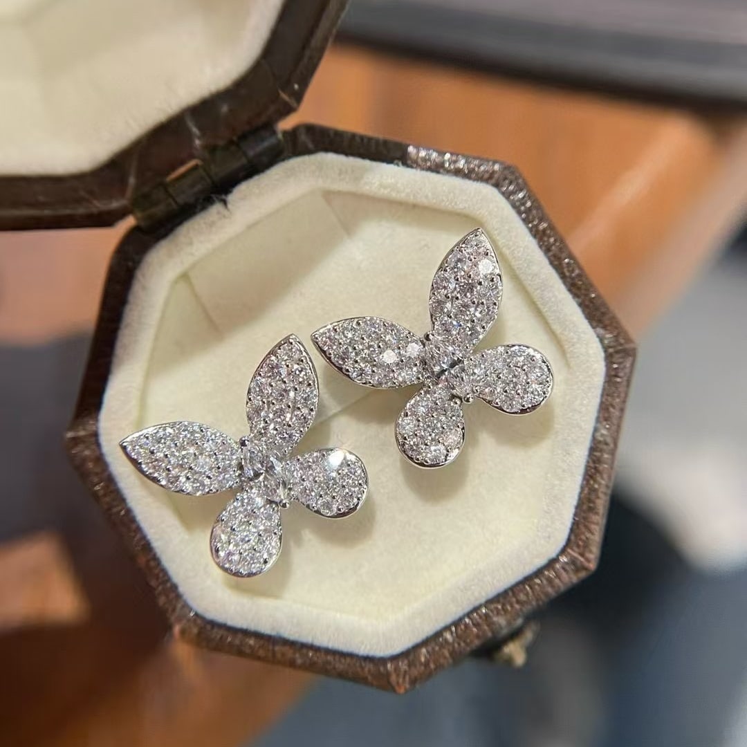 14k Gold 0.85 Ct Natural H Diamond Earrings - 2