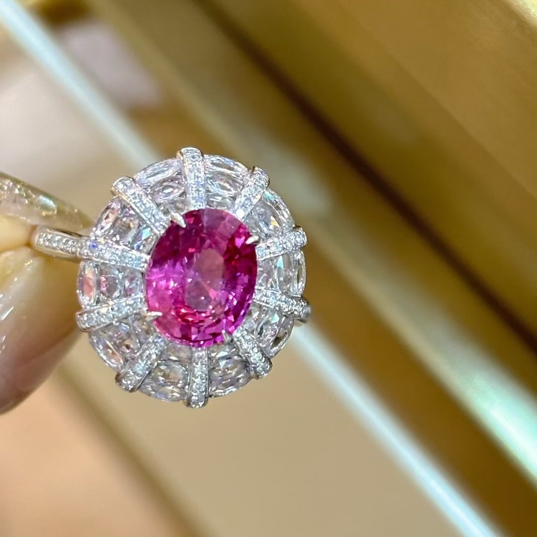 14k Gold 2.15 Ct Natural Sapphire & Diamond & Sapphire Ring - 2