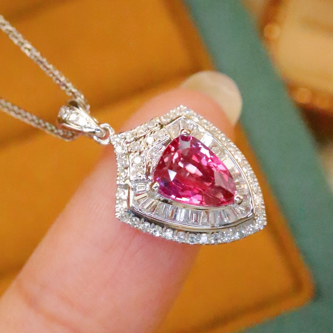14k Gold 1.39 Ctw Natural Ruby & Diamond Pendant( Without Chain ) - 2