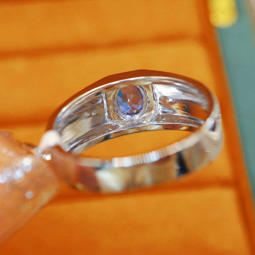 14k Gold 1.16 Ctw Natural Sapphire & Diamond & Men¡¯s Ring - 2