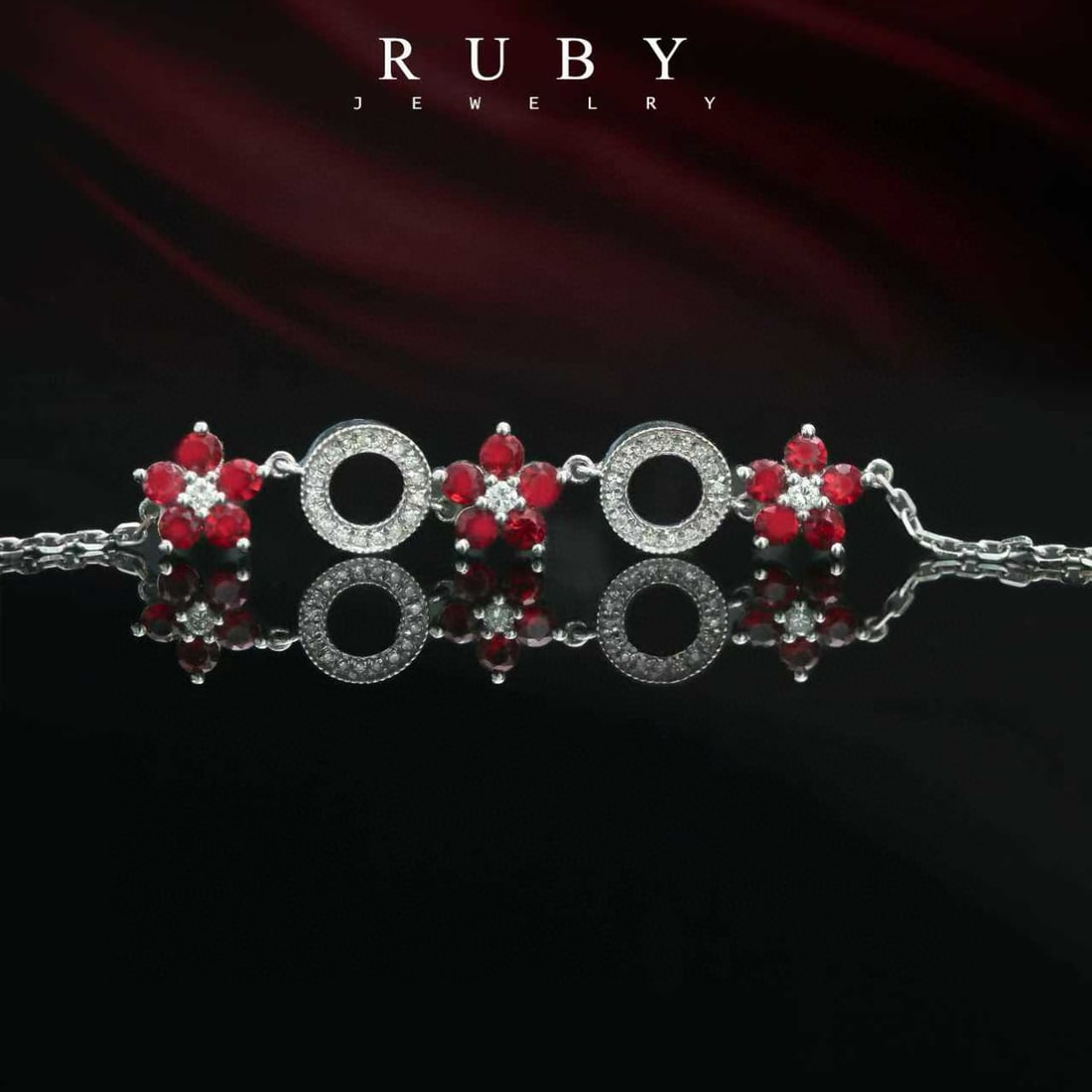 14k Gold 2.49 Ctw Natural Ruby & Diamond Bracelet - 2