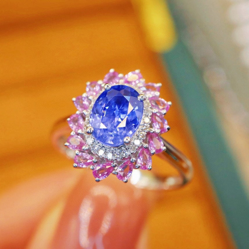 14k Gold 1.92 Ctw Natural Sapphire & Sapphire Ring - 2