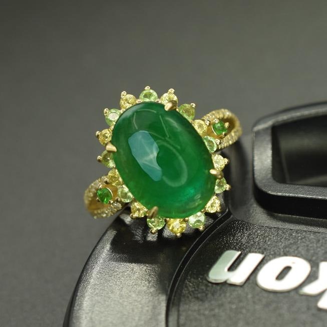 14k Gold 5.11 Ctw Natural Emerald & Diamond Ring - 2