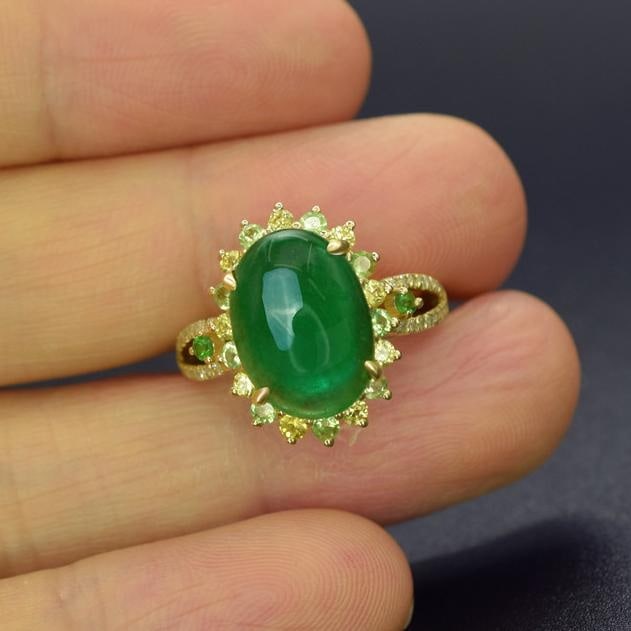 14k Gold 5.11 Ctw Natural Emerald & Diamond Ring - 3