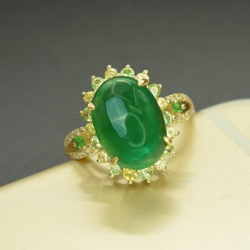 14k Gold 5.11 Ctw Natural Emerald & Diamond Ring - 4