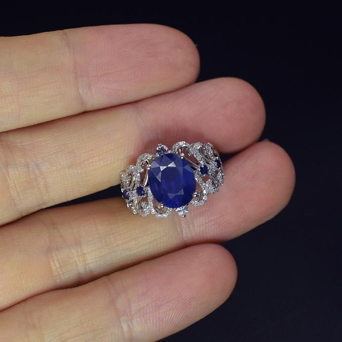 14k Gold 3.37 Ctw Natural Sapphire & Diamond Ring - 3