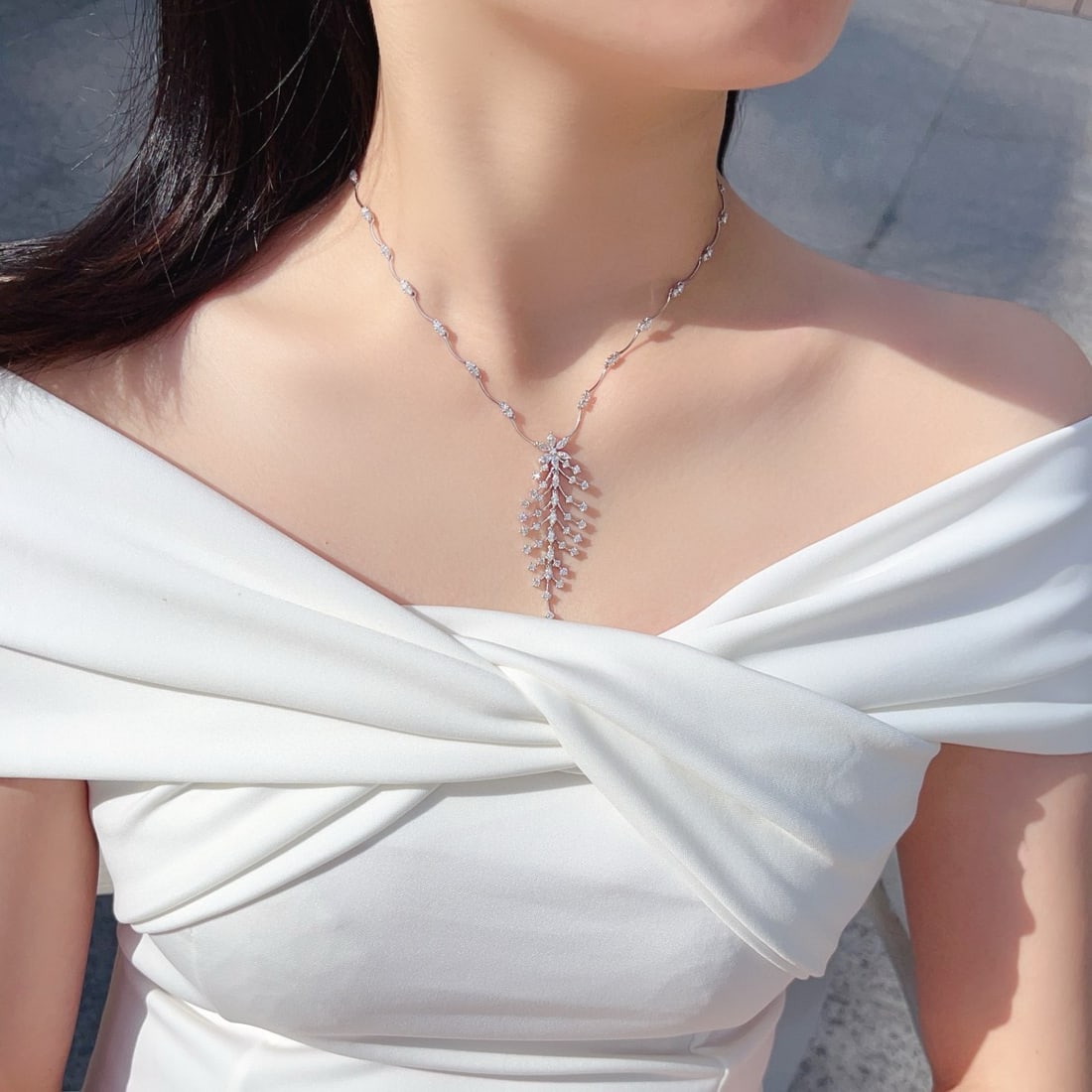 14k Gold 3.44 Ctw Natural H Diamond Necklace - 3