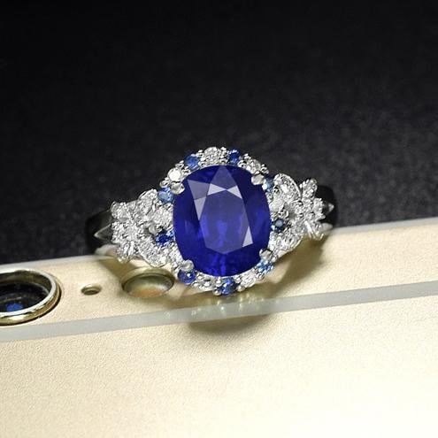 14k Gold 2.37 Ctw Natural Sapphire & Diamond Ring - 2