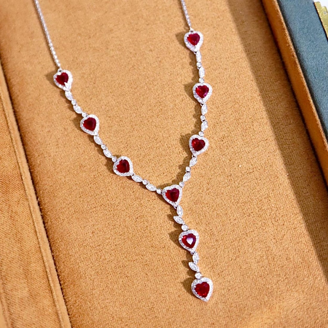 14k Gold 4.56 Ctw Vivid Red Natural Ruby & Diamond Necklace: Ref:231043030 // gold content:14k gold // main gemstone:ruby // shape:heart // carat weight:3. 95ct // color:vivid red // treatment:natural // // adjacent gemstone 2 : diamond // shape:round // carat 