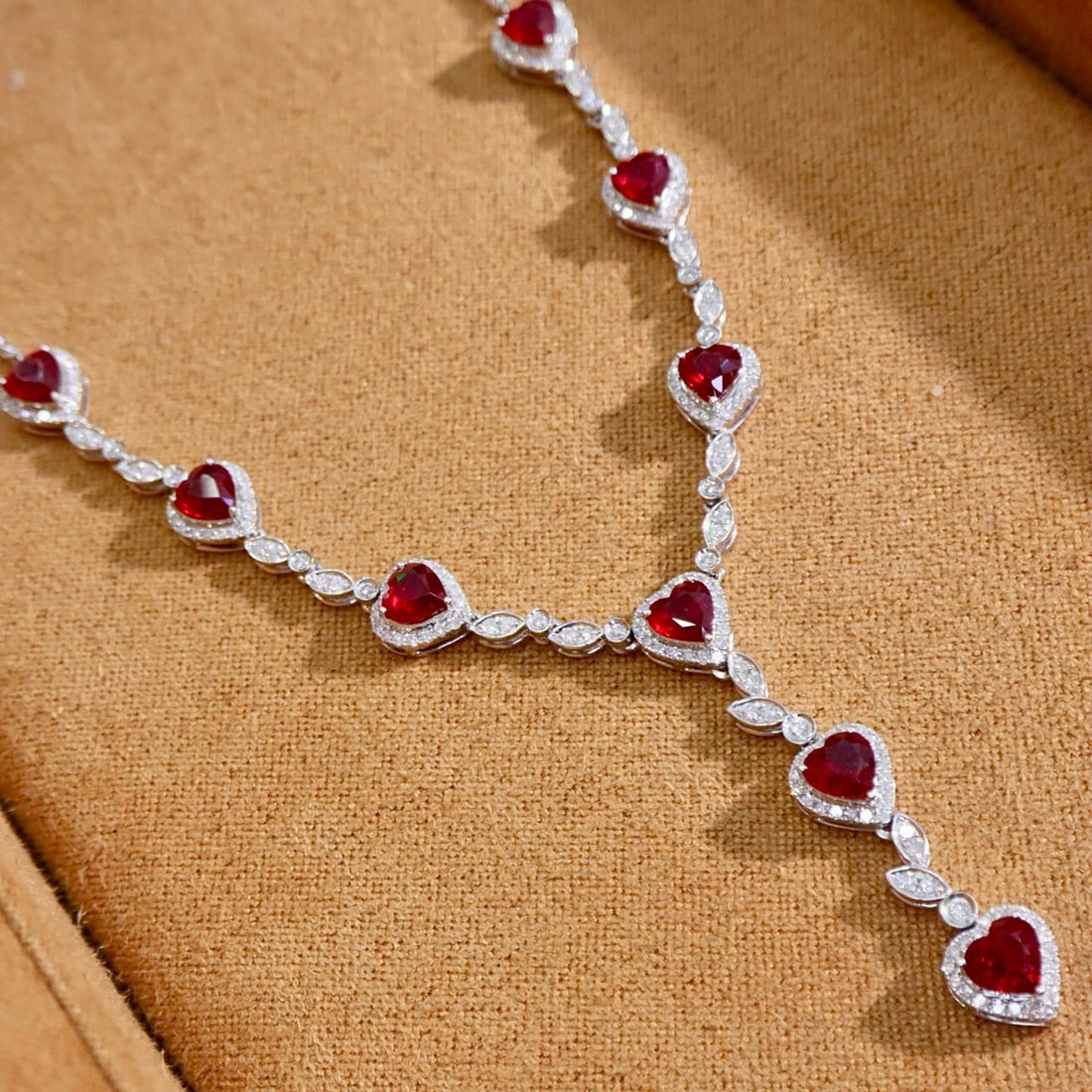 14k Gold 4.56 Ctw Vivid Red Natural Ruby & Diamond Necklace - 5