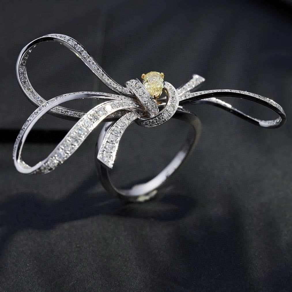 14k Gold 1.46 Ctw Natural Yellow Diamond & Diamond Ring - 2