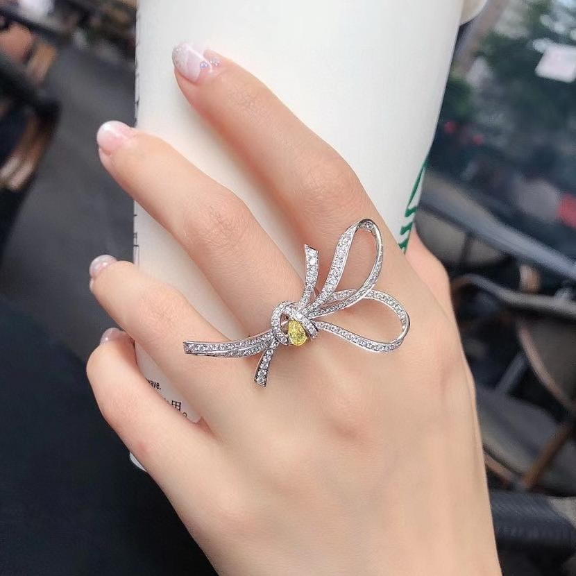 14k Gold 1.46 Ctw Natural Yellow Diamond & Diamond Ring - 3