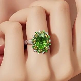 14k Gold 2.12 Ctw Natural Tsavorite & Diamond Ring - 3