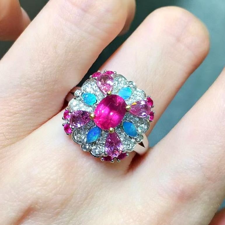 14k Gold 1.42 Ctw Natural Sapphire & Diamond Ring - 2
