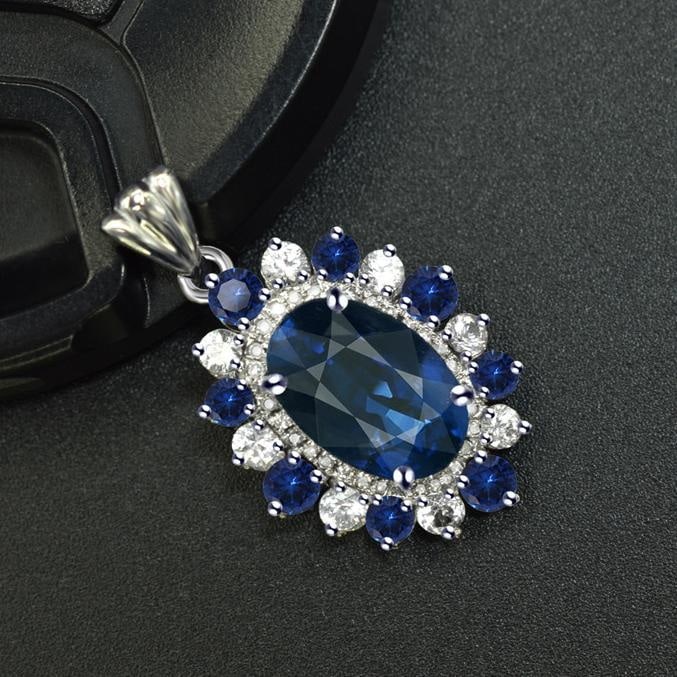 14k Gold 4.32 Ctw Natural Sapphire & Sapphire Pendant( Without Chain ): Ref:231043060 // gold content:14k gold // main gemstone:sapphire // shape:oval // carat weight:3. 91ct // color:blue // treatment:natural // // adjacent gemstone 2 : sapphire // shape:round // carat