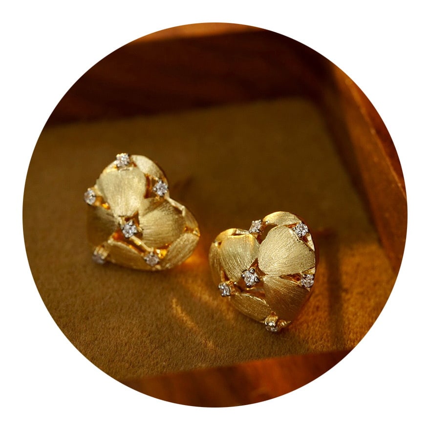 14k Gold 0.1 Ct Natural H Diamond Earrings - 2