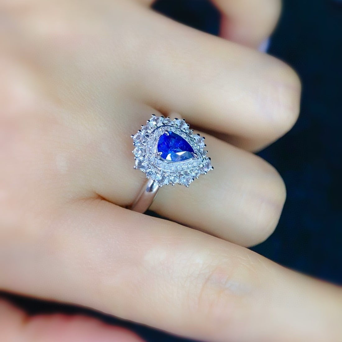 14k Gold 1.05 Ct Natural Sapphire & Diamond & Sapphire Ring/pendant( Without Chain ) - 4