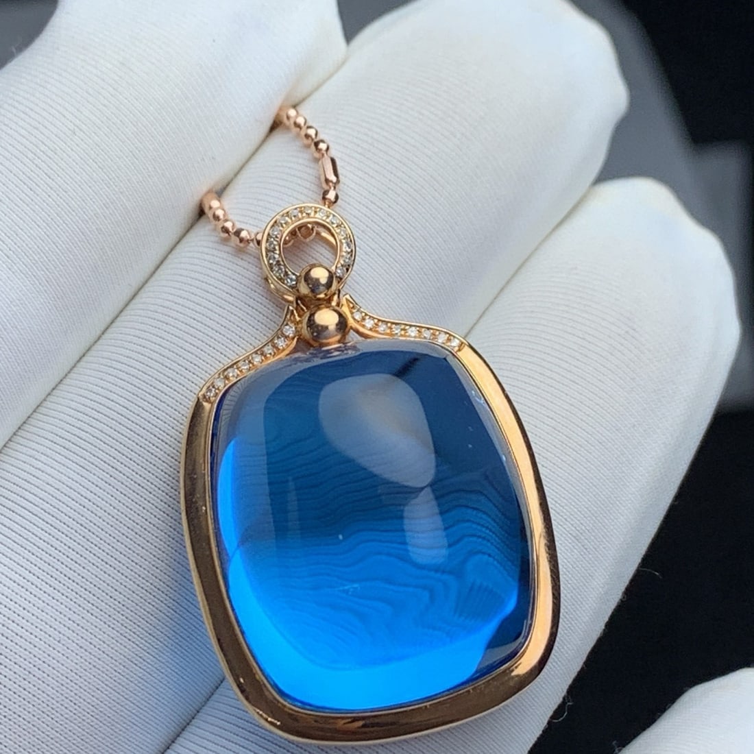 14k Gold 50 Ct Natural Topaz & Diamond Pendant( Without Chain ) - 6