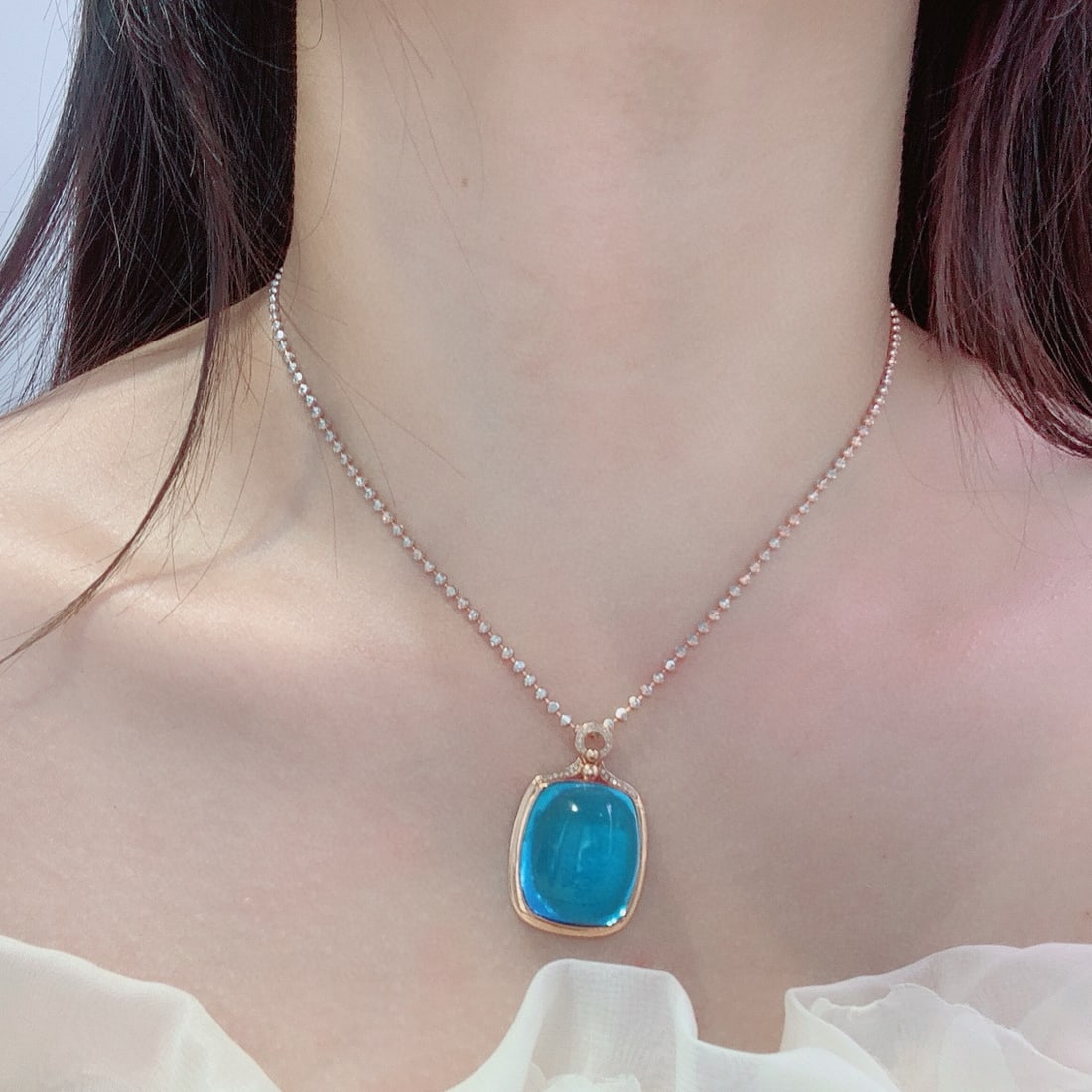 14k Gold 50 Ct Natural Topaz & Diamond Pendant( Without Chain ) - 8