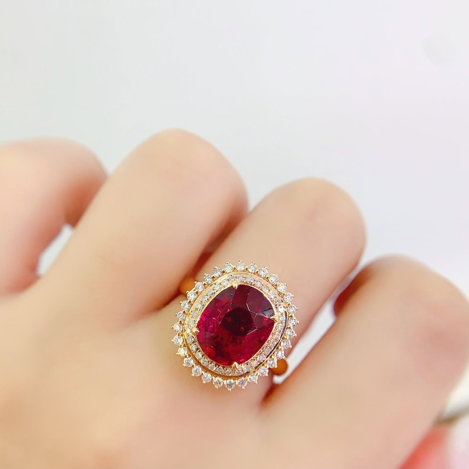 14k Gold 4 Ct Natural Tourmaline & Diamond Ring - 6