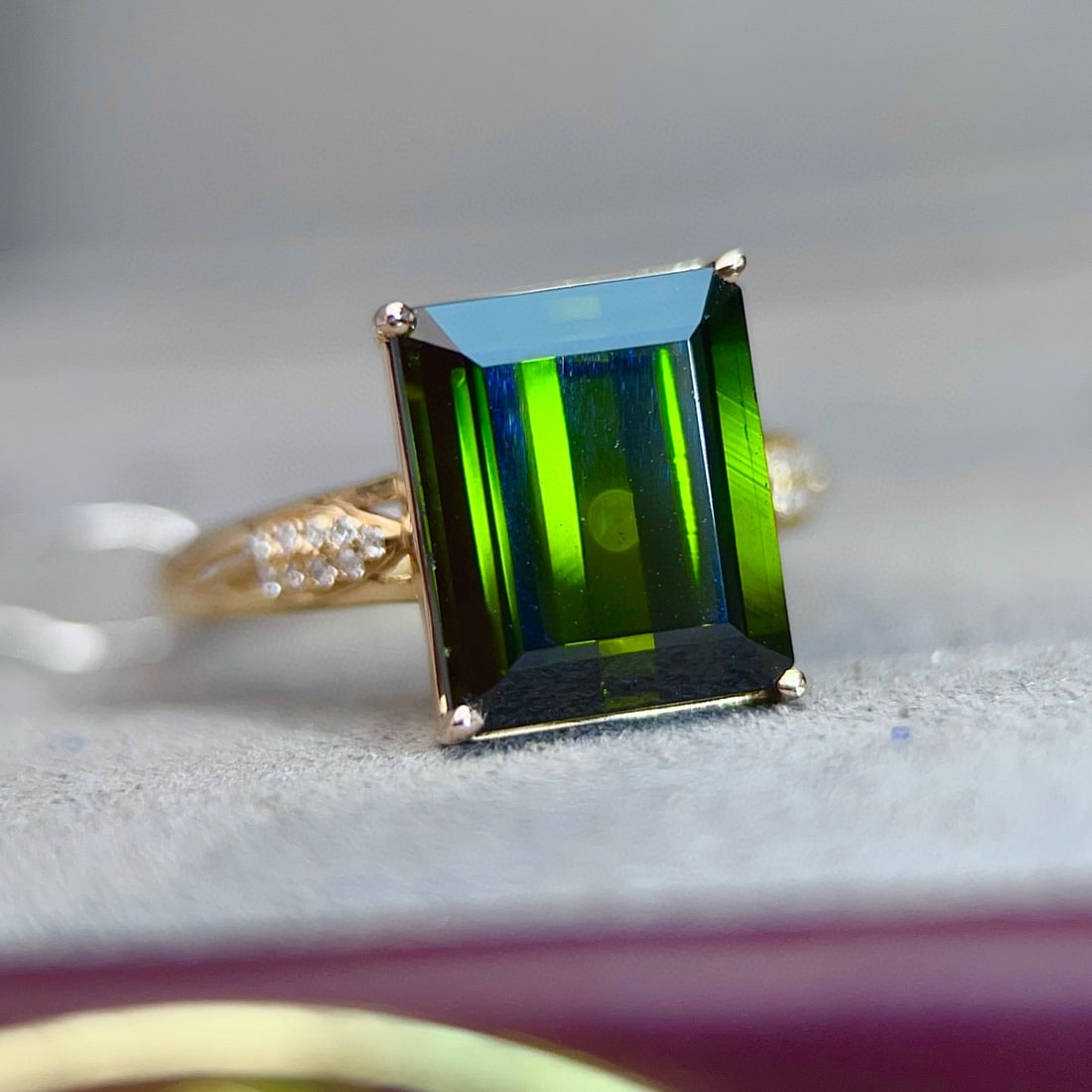 14k Gold 5.70 Ctw Natural Tourmaline & Diamond Ring - 3