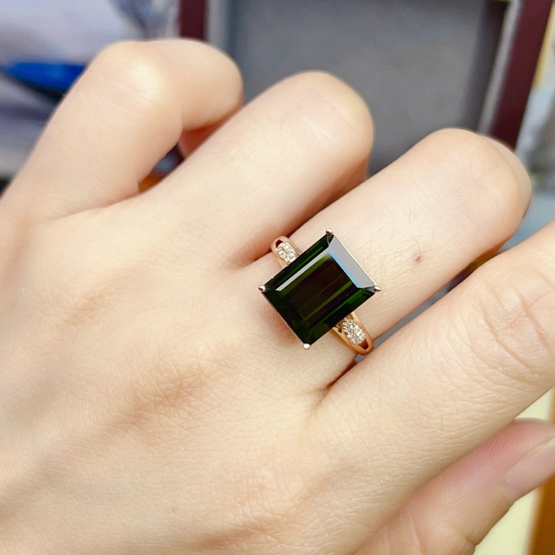 14k Gold 5.70 Ctw Natural Tourmaline & Diamond Ring - 4