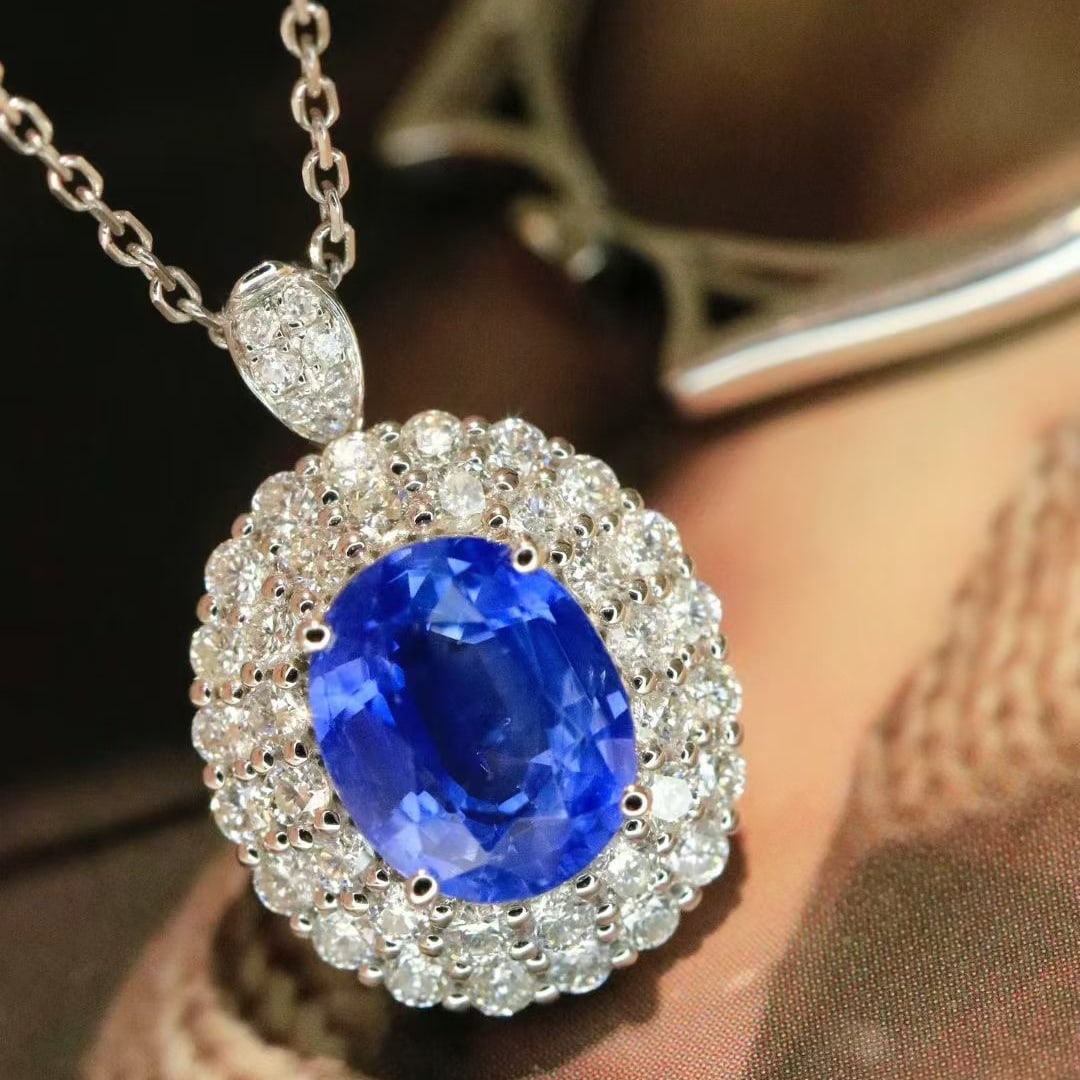14k Gold 2.59 Ctw Natural Sapphire & Diamond Ring/pendant( Without Chain ) - 2