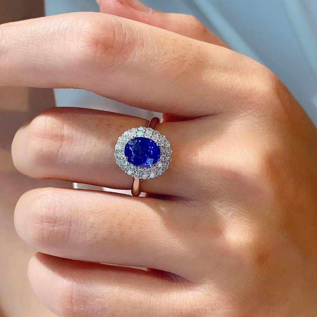 14k Gold 2.59 Ctw Natural Sapphire & Diamond Ring/pendant( Without Chain ) - 7